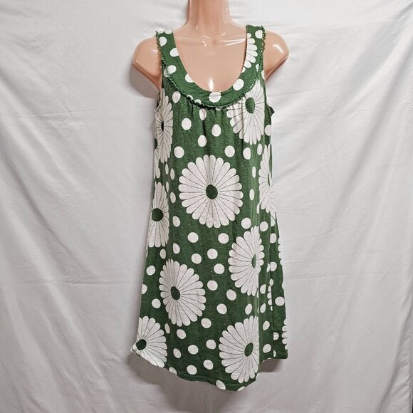 Boden Sleeveless Floral Dress Women Size 6R Green/White Cotton - Picture 3 of 13
